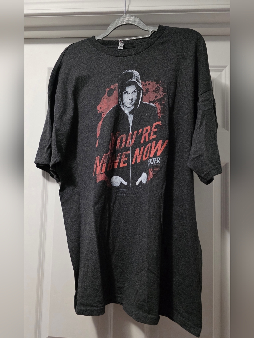 Alstyle Dark Gray Short-Sleeve Tee with Red Graphic